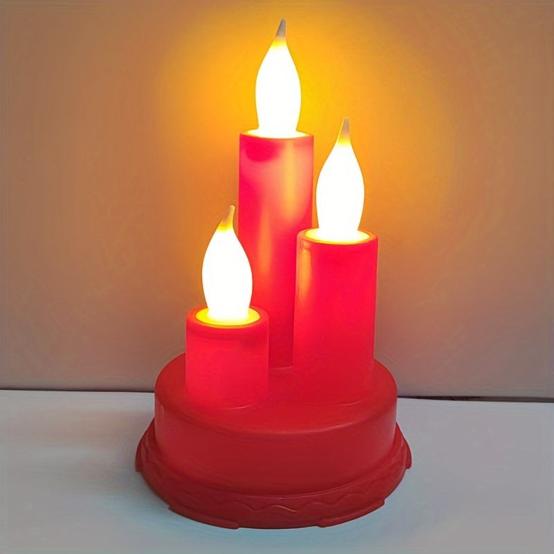 3pcs Flameless Golden Electronic Candles, Halloween/Christmas Holiday Decoration Candles, Suitable For Festivals, Parties, Camping, Wedding, Home Decoration And Other Occasions Decoration