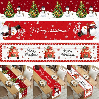 1PC Polyester Table Runner: Festive Christmas Snowman Design, Merry Christmas Decoration for Home, Xmas Ornament Tablecloth, Navidad Natal Noel New Year Gifts, 180x35cm (70.87x13.78inch)