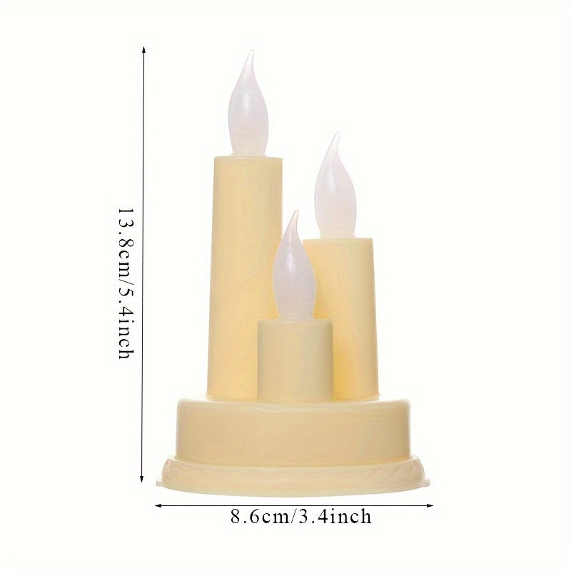 3pcs Flameless Golden Electronic Candles, Halloween/Christmas Holiday Decoration Candles, Suitable For Festivals, Parties, Camping, Wedding, Home Decoration And Other Occasions Decoration