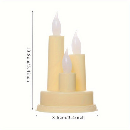 3pcs Flameless Golden Electronic Candles, Halloween/Christmas Holiday Decoration Candles, Suitable For Festivals, Parties, Camping, Wedding, Home Decoration And Other Occasions Decoration