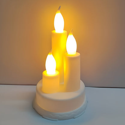 3pcs Flameless Golden Electronic Candles, Halloween/Christmas Holiday Decoration Candles, Suitable For Festivals, Parties, Camping, Wedding, Home Decoration And Other Occasions Decoration