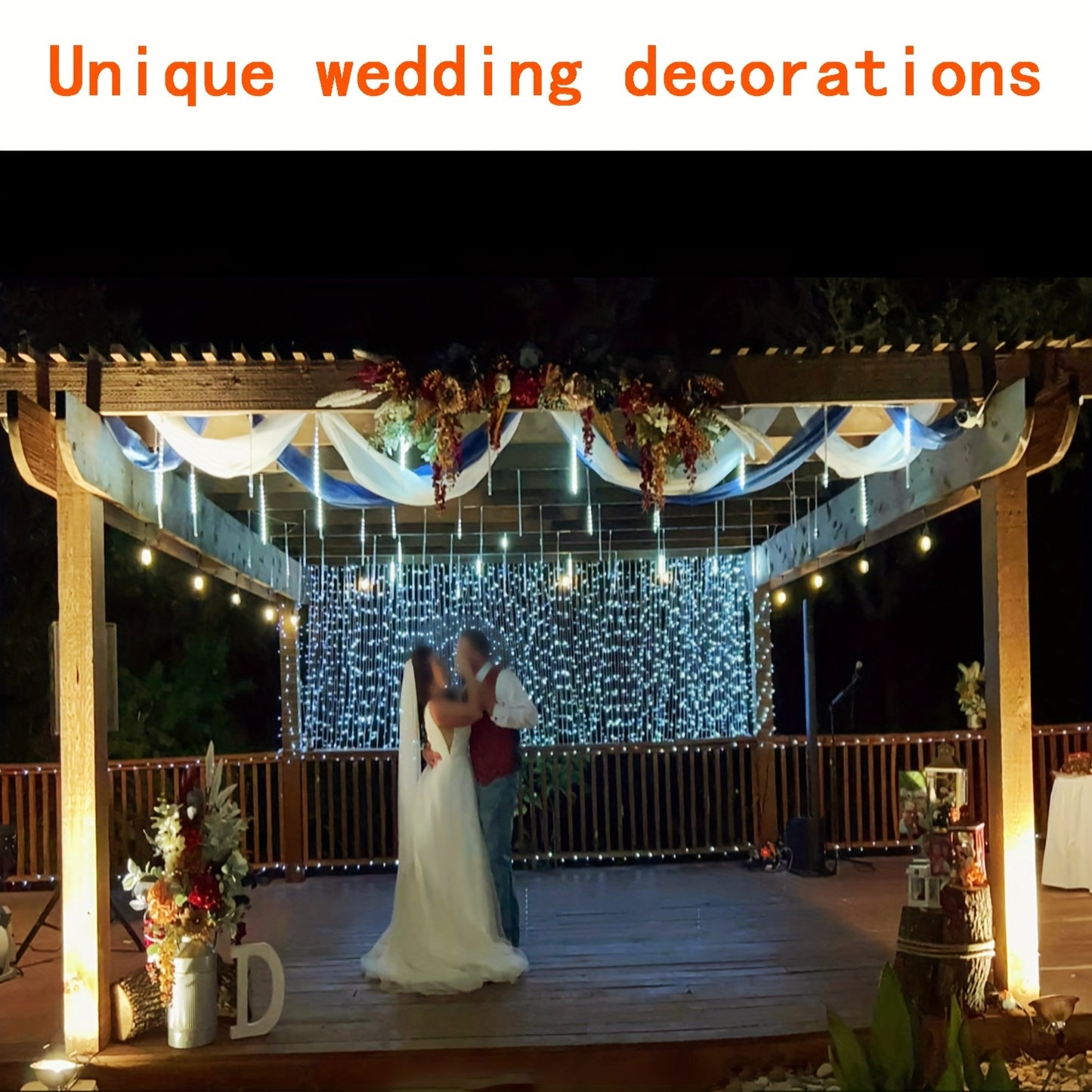 Christmas Lights Outdoor, 24 Tubes(Equivalent To 3 Sets Of 8-Tubes) Meteor Shower Lights Snow Falling Icicle Lights For Xmas Tree Halloween Decoration Wedding Party Window, UL Plug, White