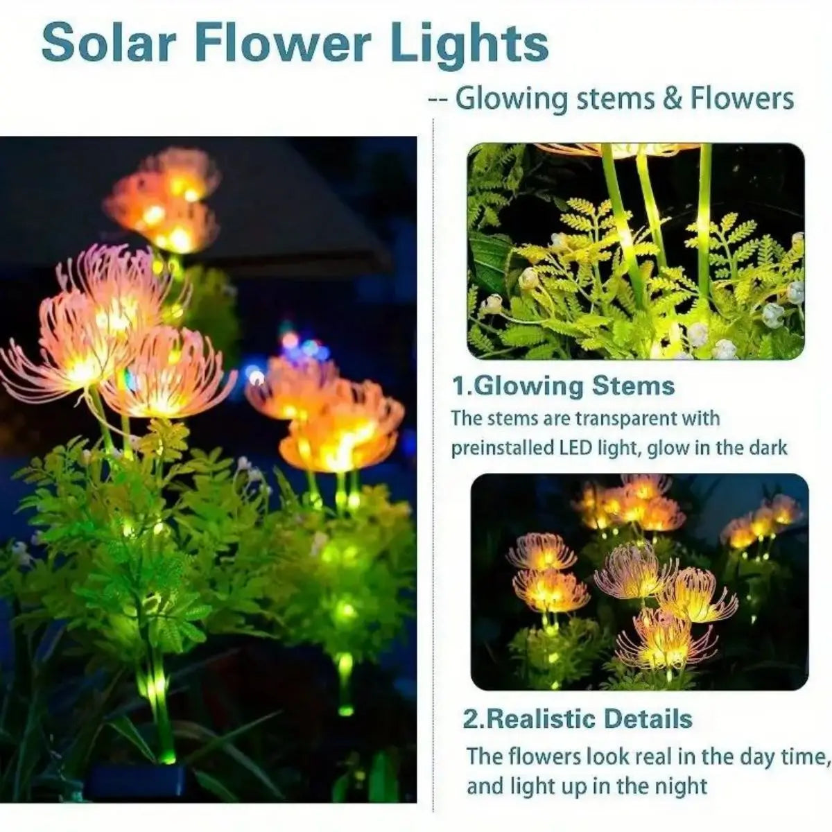 LumiPetal Solar Flower Lights – Glowing Outdoor LED Garden Path & Yard Decor