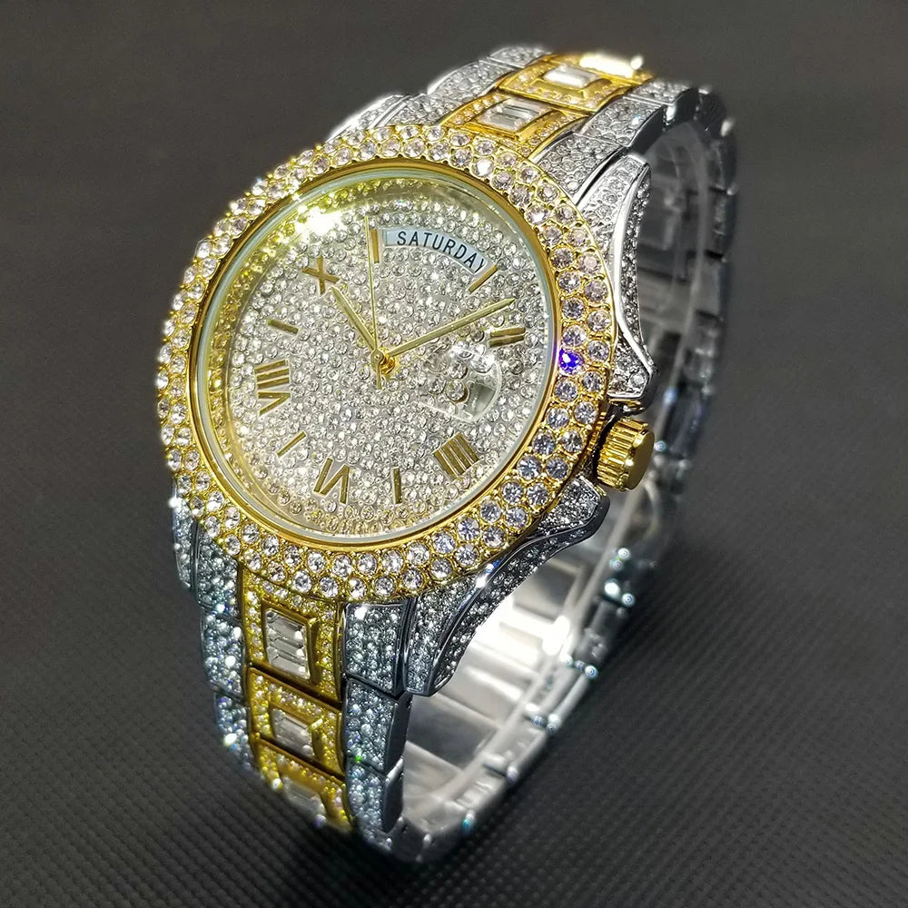 Royal Frosted Gold Diamond Timepiece