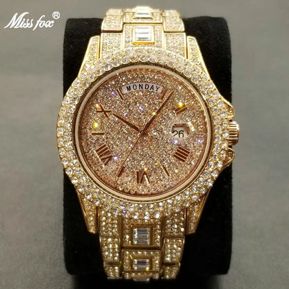 Royal Frosted Gold Diamond Timepiece