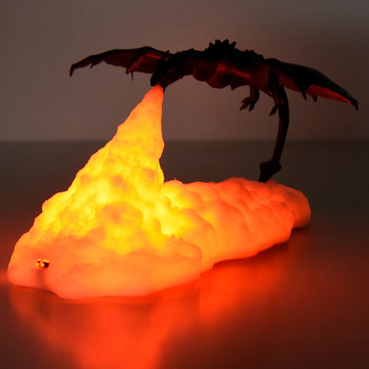 3D Fire & Ice Dragon LED Lamp – Mythical Room Decor Rechargeable