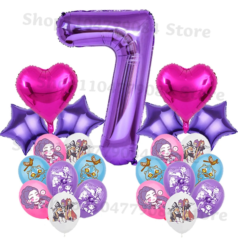 Demon Hunters Birthday Balloons Set – Cute K-Pop Party Decorations for Kids
