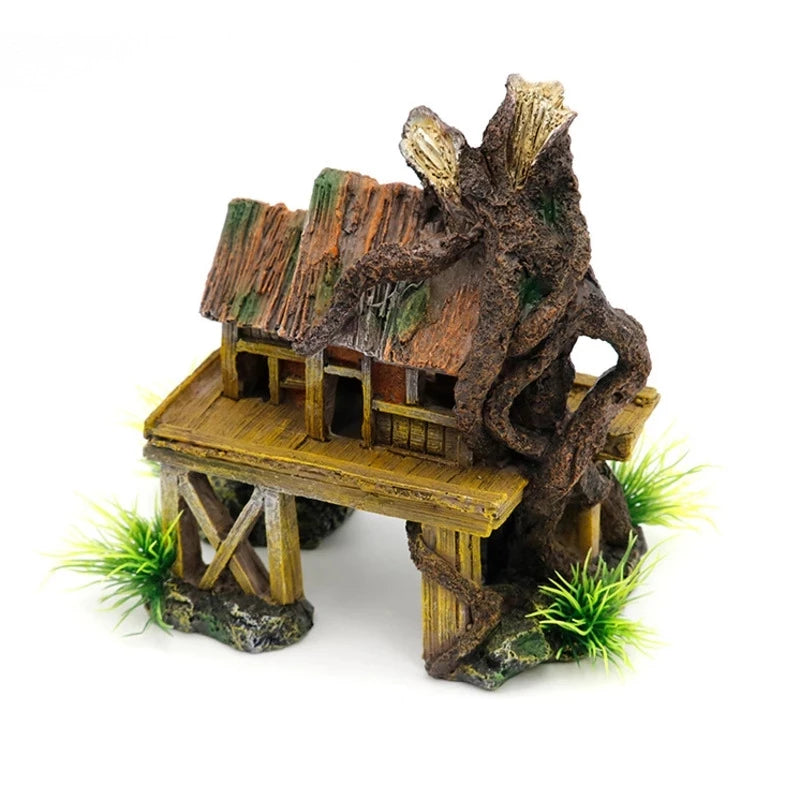 OceanRealm Resin House – Decoração de Aquário para Peixes e Habitat de Répteis