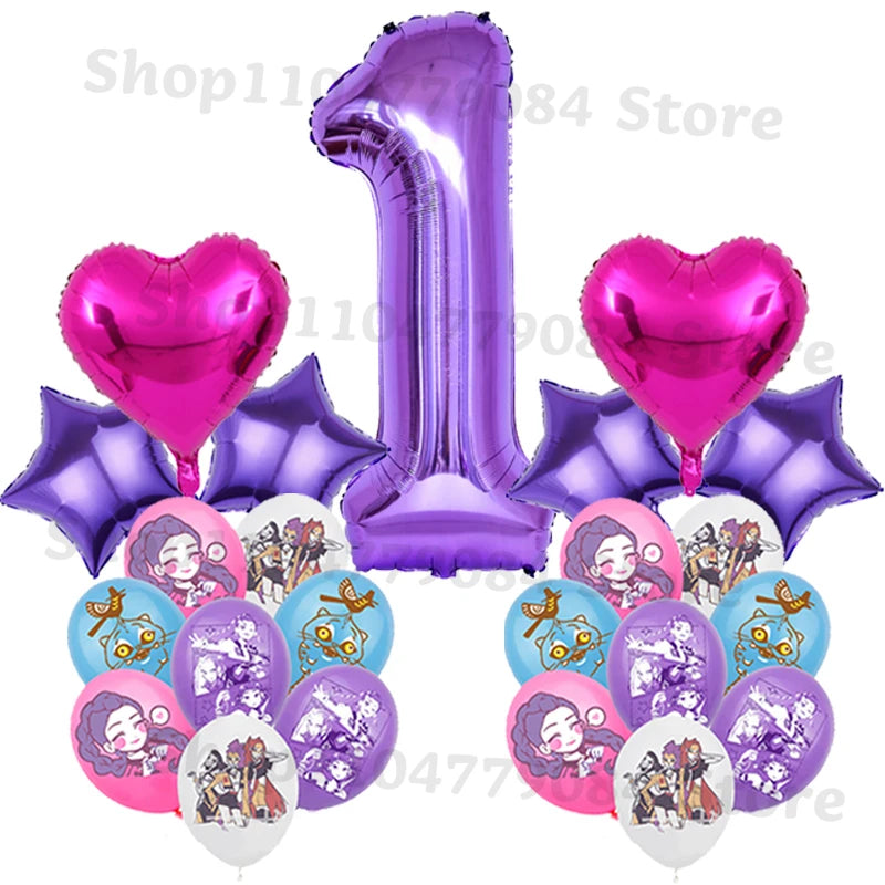 Demon Hunters Birthday Balloons Set – Cute K-Pop Party Decorations for Kids