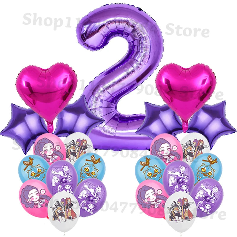 Demon Hunters Birthday Balloons Set – Cute K-Pop Party Decorations for Kids