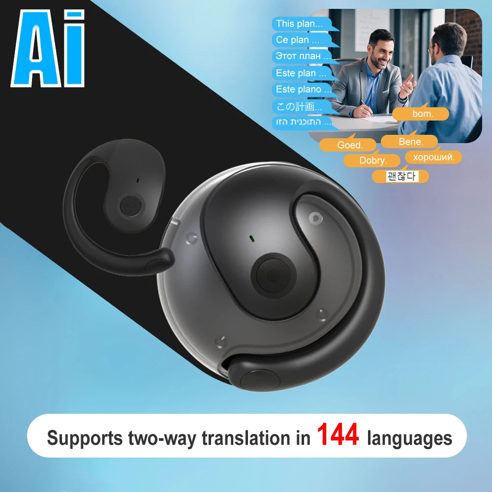 keywords: AI Translator Earbuds, Real-Time Translation Headphones, Bluetooth Business Earbuds