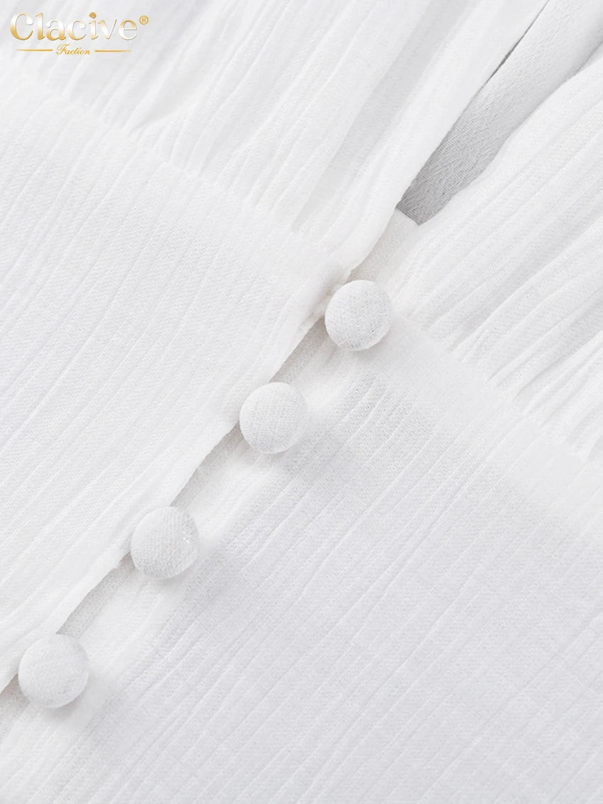 Elegant Essence White V-Neck Midi Dress – Chic Summer Party Style