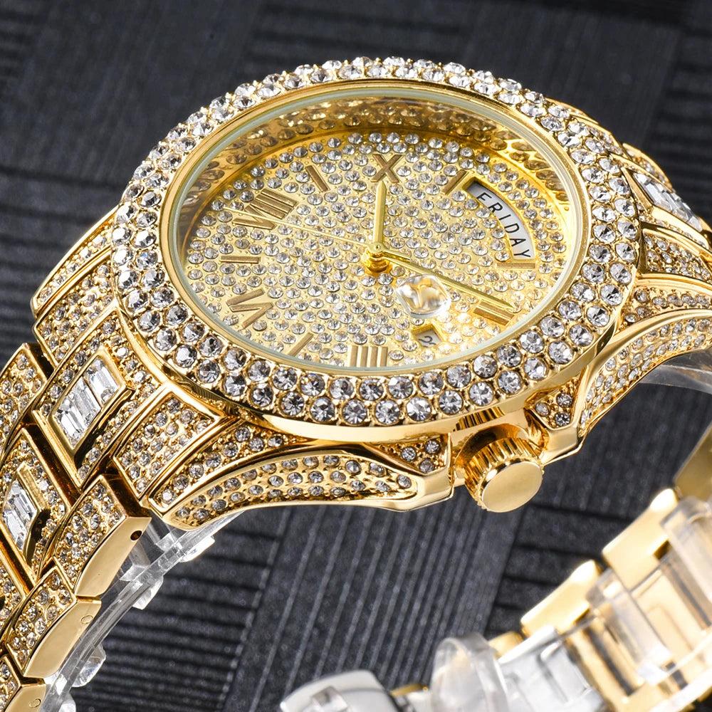 Royal Frosted Gold Diamond Timepiece