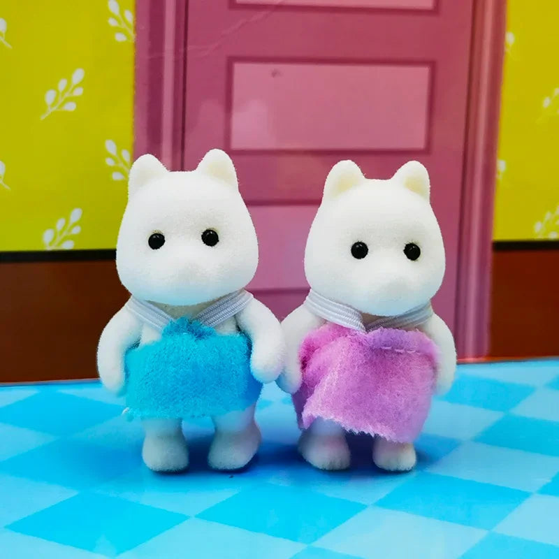 Simulação em miniatura Forest Family Doll, Rena, Panda, Figuras animais, Mobiliário, Natal, Presentes de aniversário, Dollhouse,