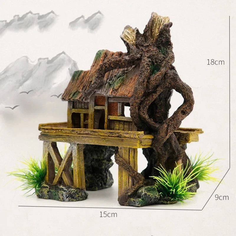 OceanRealm Resin House – Decoração de Aquário para Peixes e Habitat de Répteis
