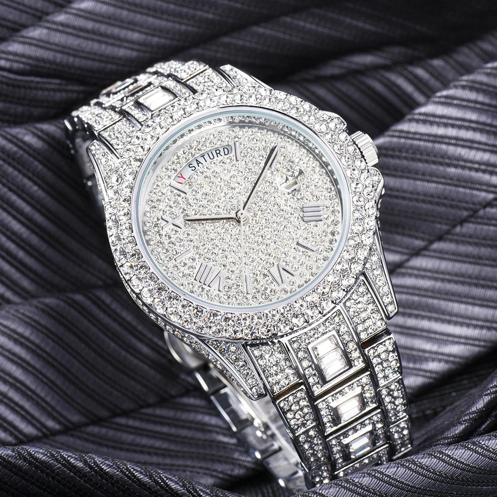 Royal Frosted Gold Diamond Timepiece