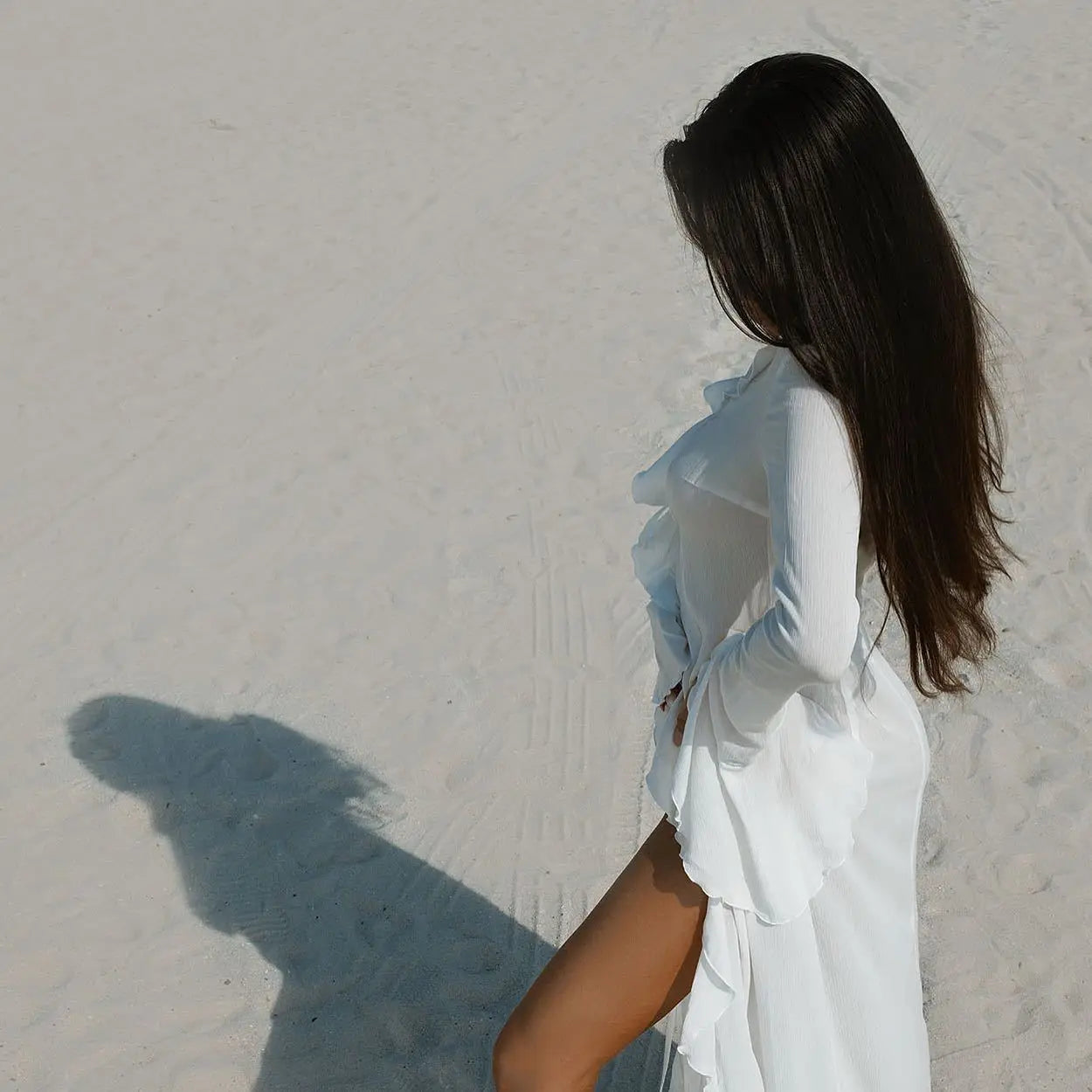 Sunkissed Elegance Chiffon Beach Dress – Black & White Summer Style