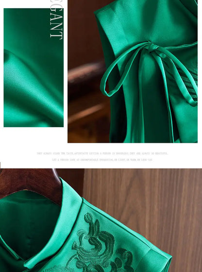 Floral Crane Laced Oriental Style Women’s Waistcoat