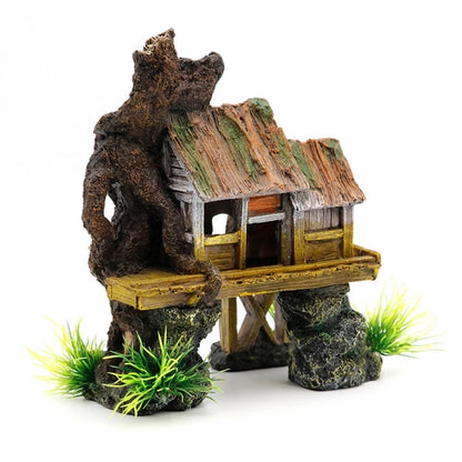OceanRealm Resin House – Decoração de Aquário para Peixes e Habitat de Répteis