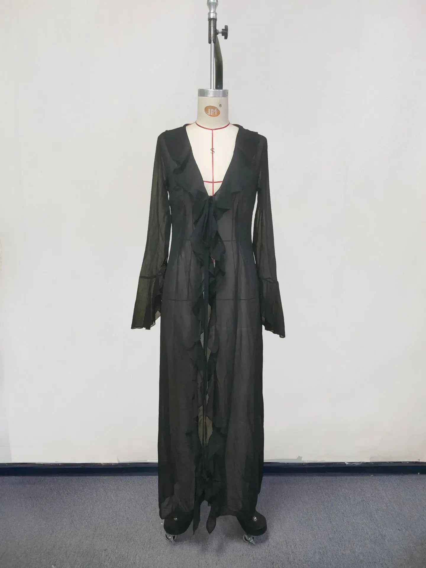 Sunkissed Elegance Chiffon Beach Dress – Black & White Summer Style