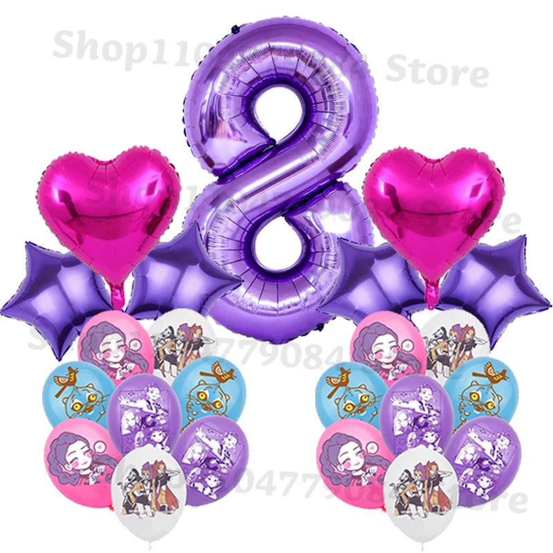 Demon Hunters Birthday Balloons Set – Cute K-Pop Party Decorations for Kids