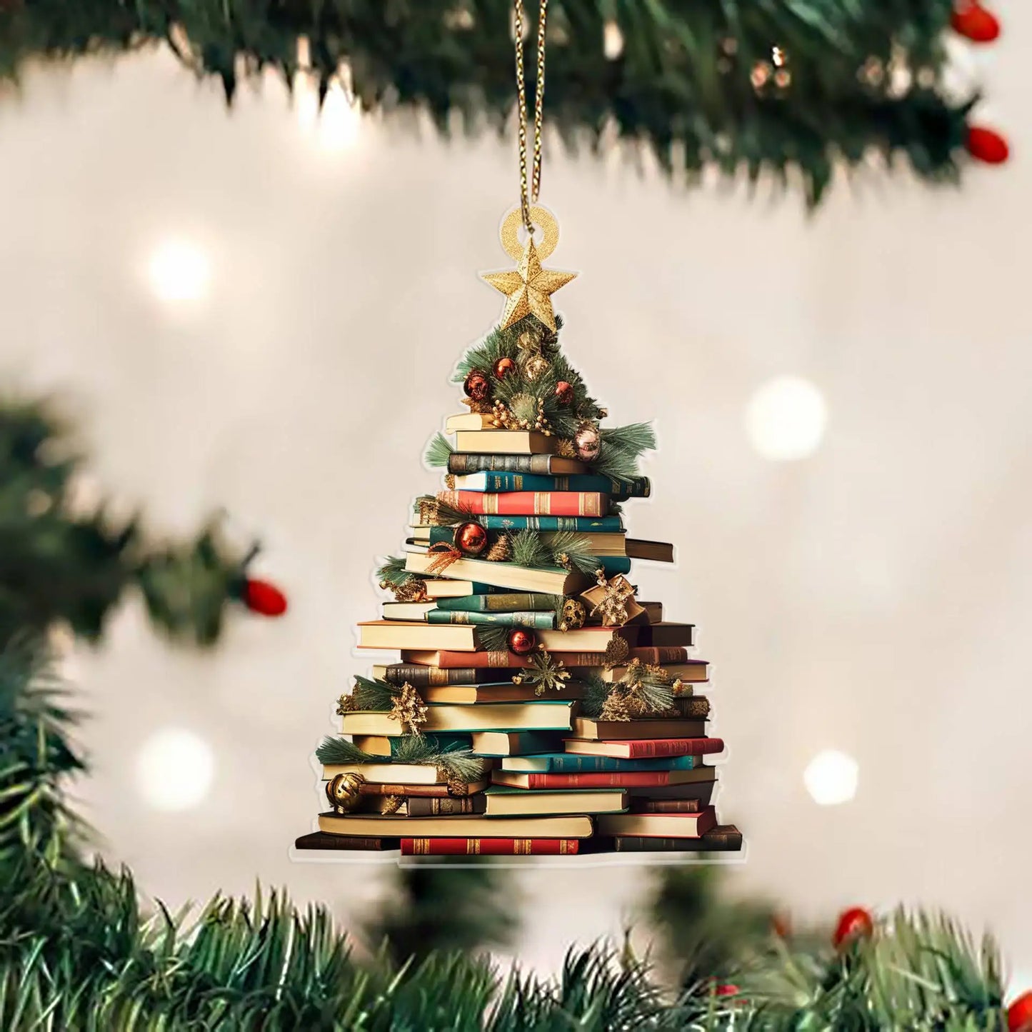 Literary Tree Delight – 2D Acrylic Book Pendant for Bookworms