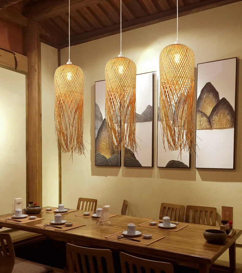 Orient Bamboo Harmony Ceiling Lamp – Zen Lounge & Bistro Lighting