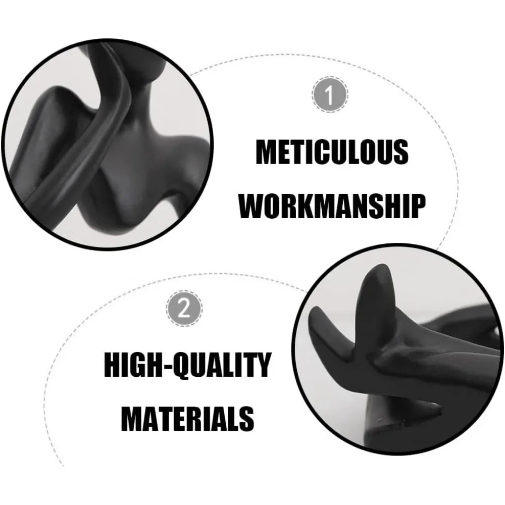 Abstract Black Thinker Statue – Contemporary Resin Desktop Art Décor