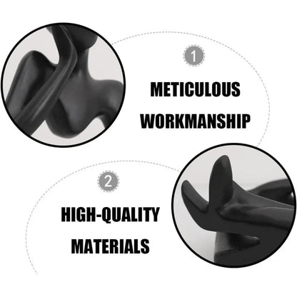 Abstract Black Thinker Statue – Contemporary Resin Desktop Art Décor