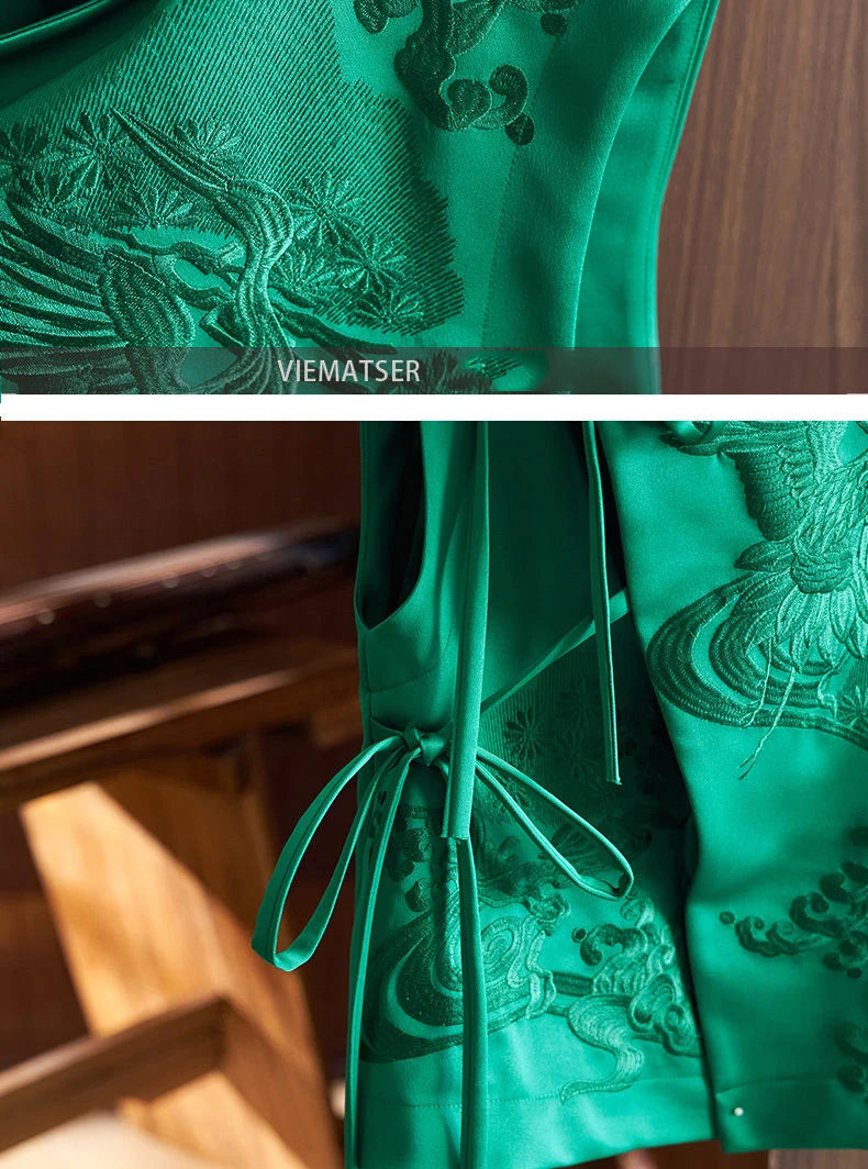 Floral Crane Laced Oriental Style Women’s Waistcoat