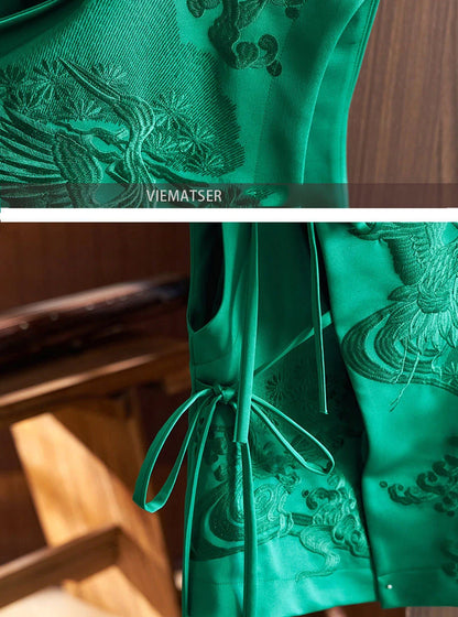 Floral Crane Laced Oriental Style Women’s Waistcoat