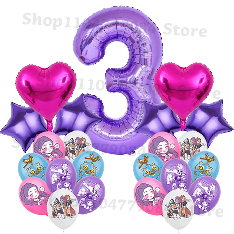 Demon Hunters Birthday Balloons Set – Cute K-Pop Party Decorations for Kids