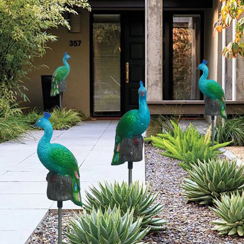 PeacockGlow Solar Garden Stakes – Outdoor Waterproof LED Path Lights for Patio, Pathway & Lawn