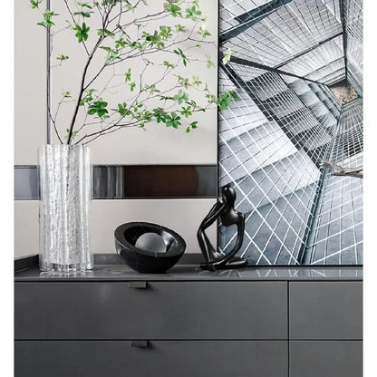 Abstract Black Thinker Statue – Contemporary Resin Desktop Art Décor