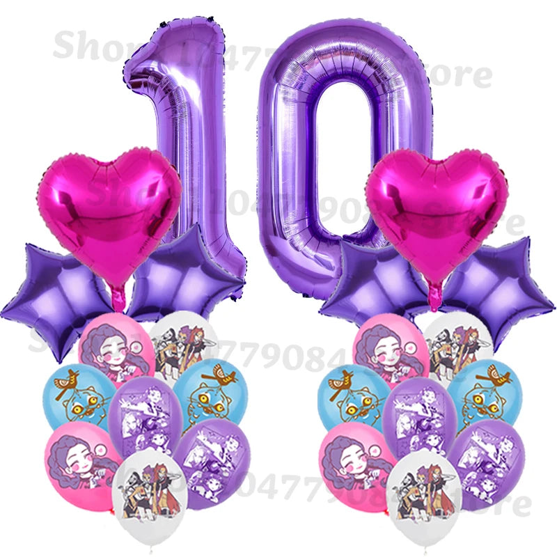 Demon Hunters Birthday Balloons Set – Cute K-Pop Party Decorations for Kids