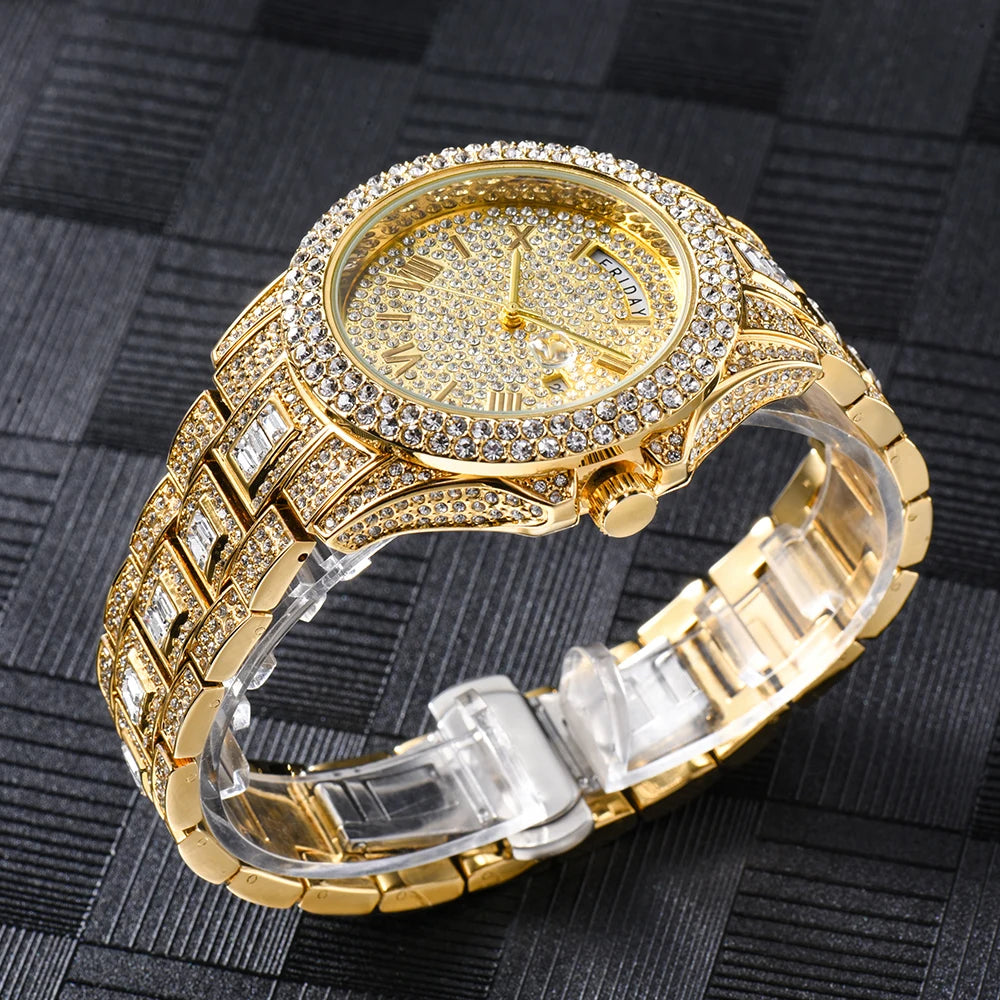 Royal Frosted Gold Diamond Timepiece