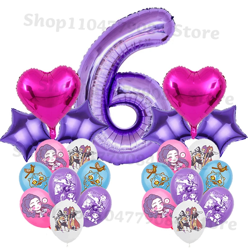 Demon Hunters Birthday Balloons Set – Cute K-Pop Party Decorations for Kids
