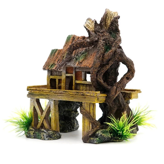 OceanRealm Resin House – Decoração de Aquário para Peixes e Habitat de Répteis