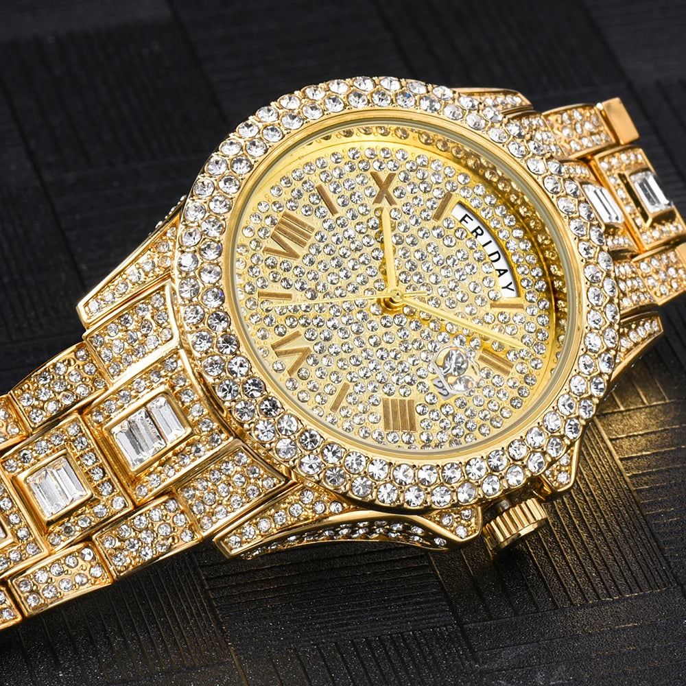 Royal Frosted Gold Diamond Timepiece