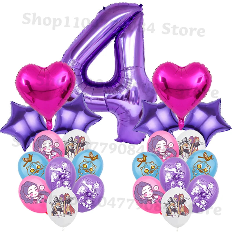 Demon Hunters Birthday Balloons Set – Cute K-Pop Party Decorations for Kids