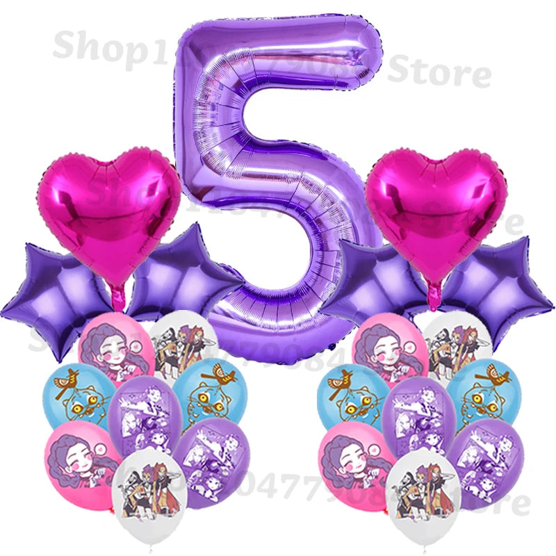 Demon Hunters Birthday Balloons Set – Cute K-Pop Party Decorations for Kids