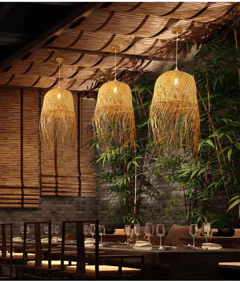 Orient Bamboo Harmony Ceiling Lamp – Zen Lounge & Bistro Lighting