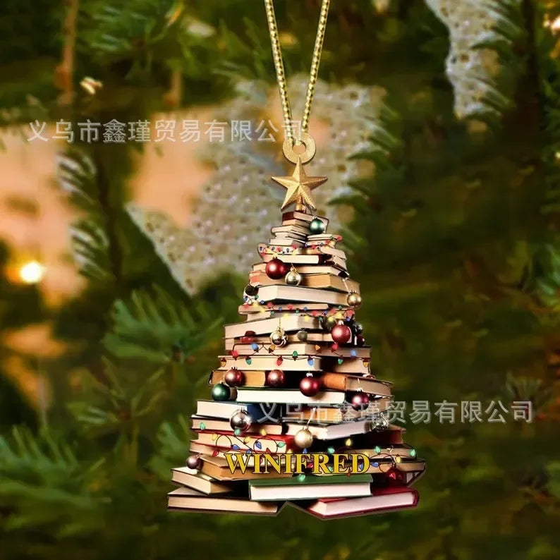 Literary Tree Delight – 2D Acrylic Book Pendant for Bookworms