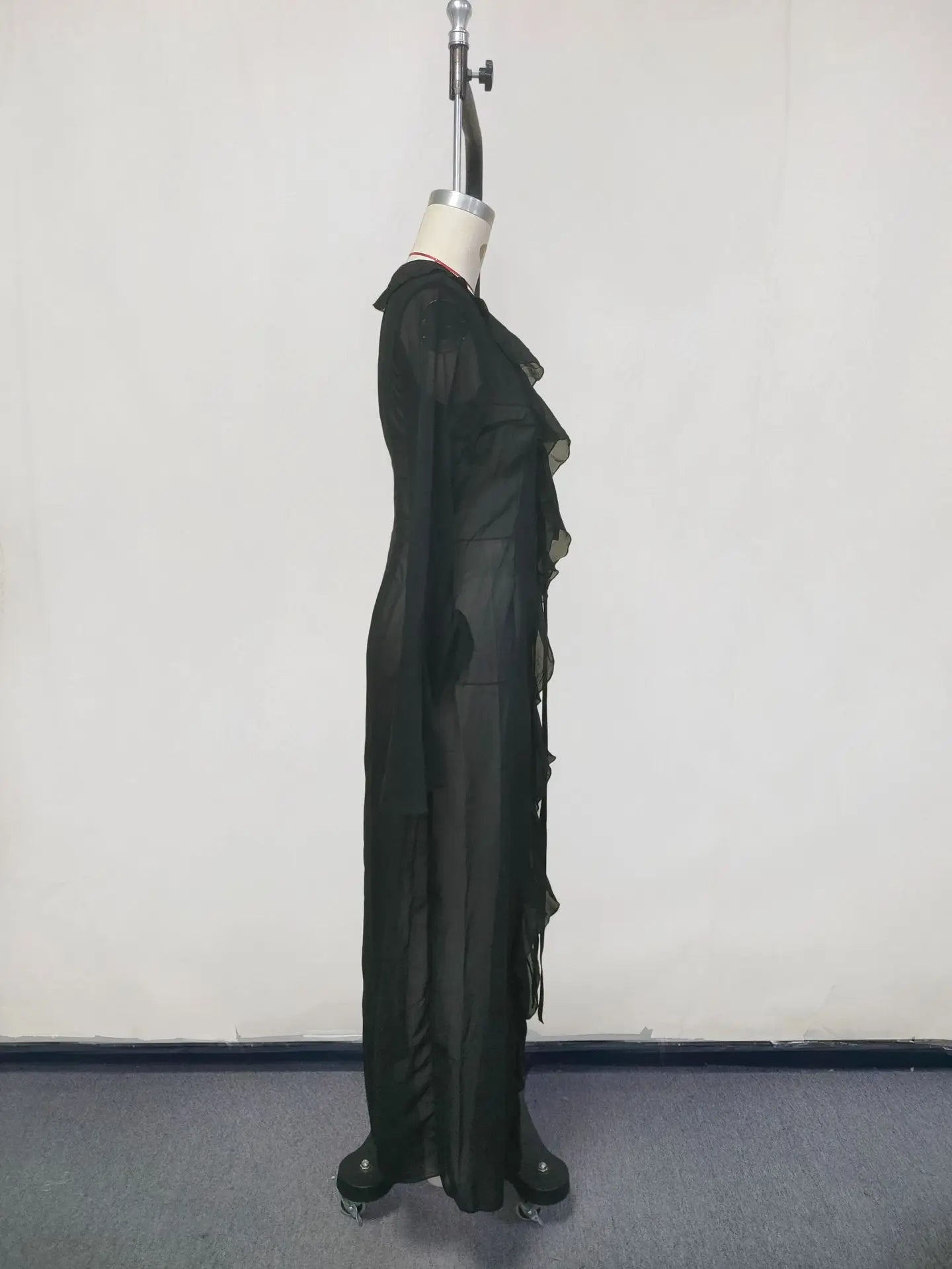 Sunkissed Elegance Chiffon Beach Dress – Black & White Summer Style