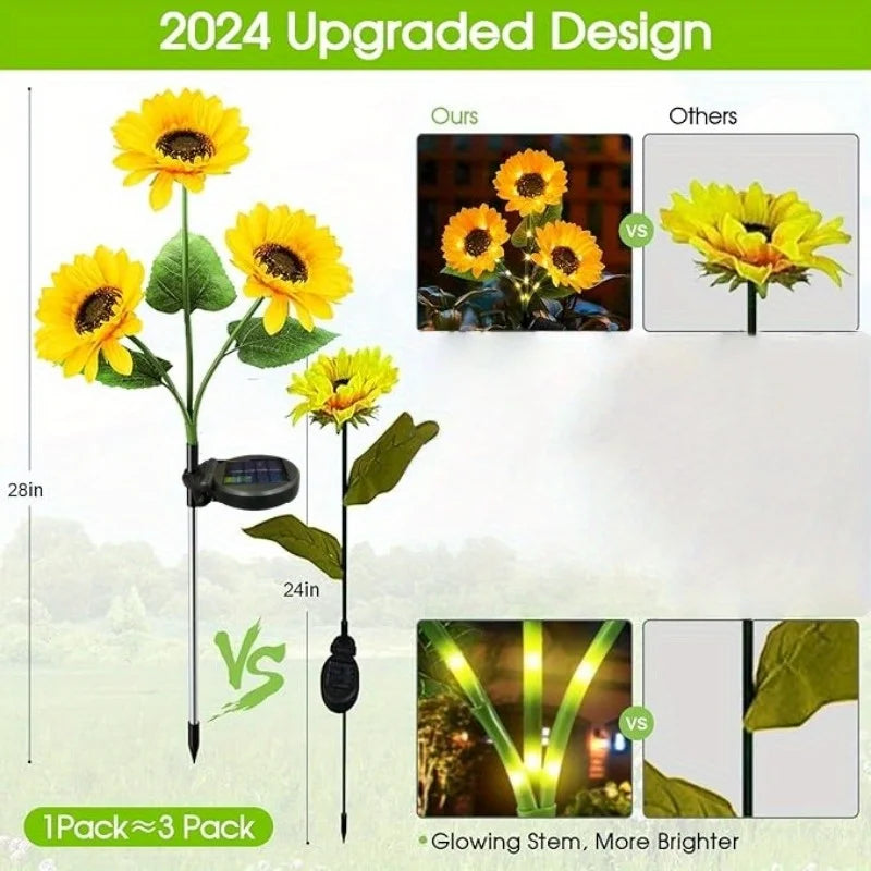 SunPetal 3-LED Solar Flower Lights