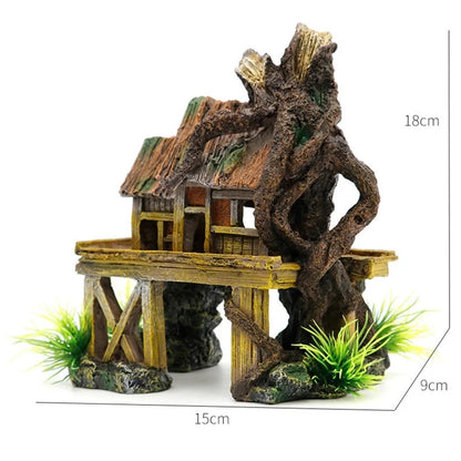 OceanRealm Resin House – Decoração de Aquário para Peixes e Habitat de Répteis