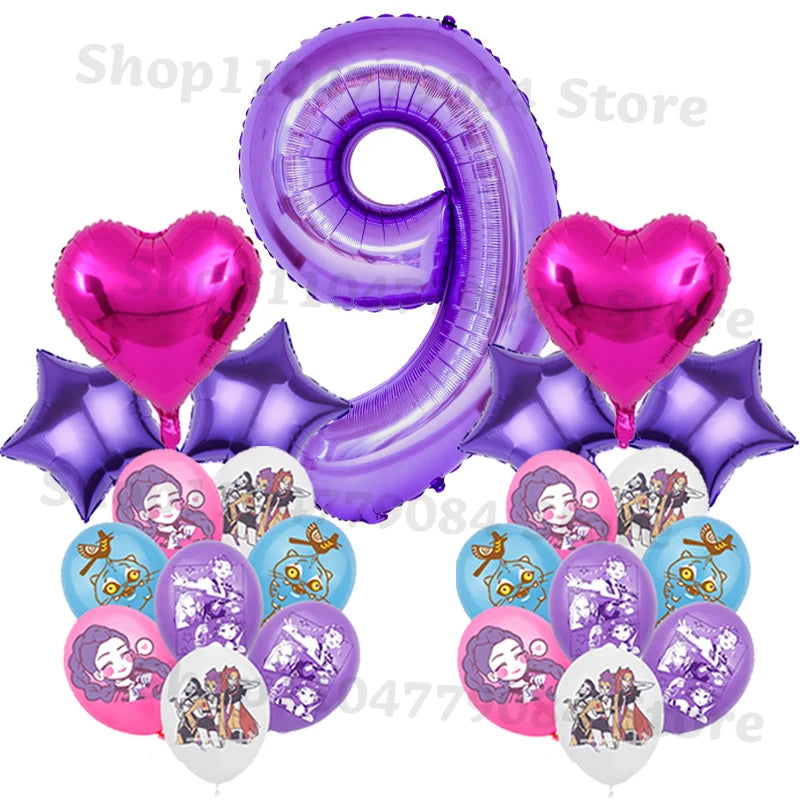 Demon Hunters Birthday Balloons Set – Cute K-Pop Party Decorations for Kids