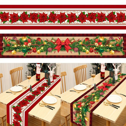1PC Polyester Table Runner: Festive Christmas Snowman Design, Merry Christmas Decoration for Home, Xmas Ornament Tablecloth, Navidad Natal Noel New Year Gifts, 180x35cm (70.87x13.78inch)