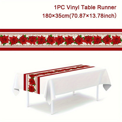 1PC Polyester Table Runner: Festive Christmas Snowman Design, Merry Christmas Decoration for Home, Xmas Ornament Tablecloth, Navidad Natal Noel New Year Gifts, 180x35cm (70.87x13.78inch)