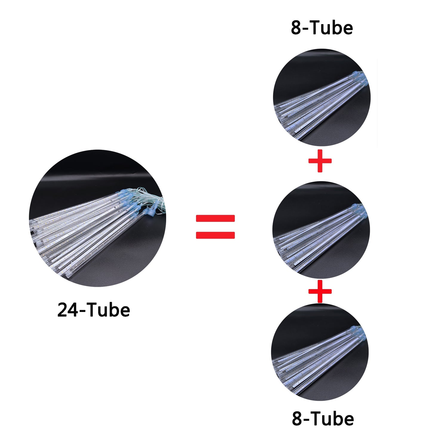 Christmas Lights Outdoor, 24 Tubes(Equivalent To 3 Sets Of 8-Tubes) Meteor Shower Lights Snow Falling Icicle Lights For Xmas Tree Halloween Decoration Wedding Party Window, UL Plug, White